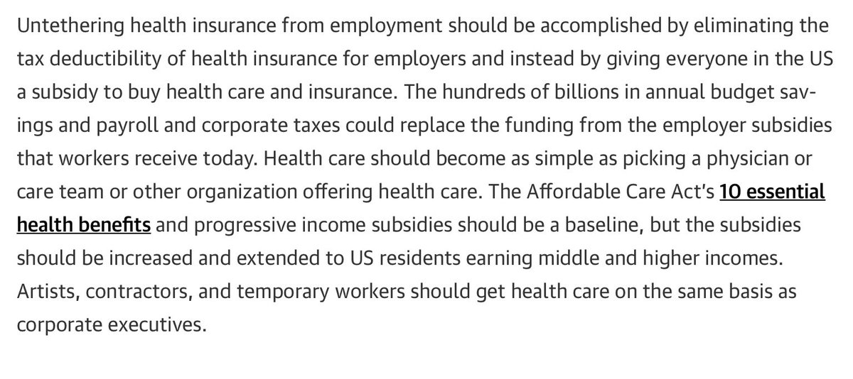 Your job, our lack of a job, or the good graces of your employer, would have nothing to do with your ability to care for yourself & your family. Your new insurance card would be yourself.