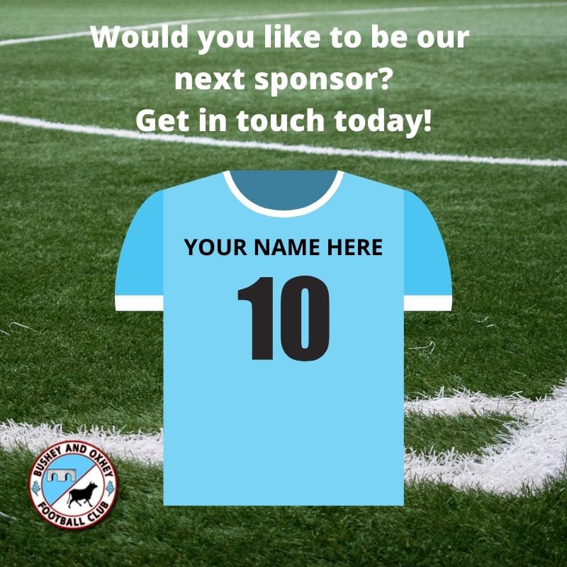 Want to see your name in lights?? Well - maybe not lights but across our kit? We are looking for sponsors for a number of our teams - please get in touch today chair@busheyandoxheyfc.co.uk
#busheyandoxheyfc #bushey #oxhey #sponsorship #supportlocal #sponsorateam #localbusiness