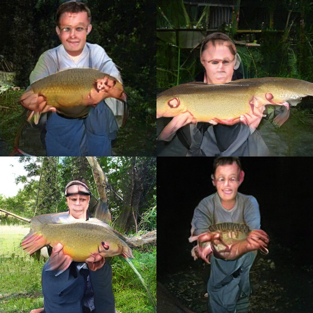 If you train an image generating algorithm on ImageNet, pretty much every generated image of a tench fish looks like these, including the weird fascination with human fingers.(generated from BigGAN via  http://artbreeder.com )