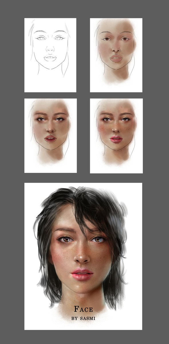 Here's my new step by step. Don't forget to visit me: http://shasmy.deviantart
.
#digitalpainting #digitalpaintingtutorial #painting #art #conceptart #illustrator #illustration #photoshop #deviantart #artstation #skin #face #gambar #lukisan #komunitasseni #pameran #tutorial.