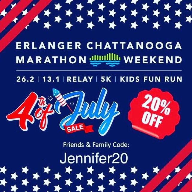 FairyJennifer's tweet photo. If you want to run the #chattanoogamarathon weekend use code Jennifer20 for a discount. #classic1505k #halfmarathon #marathon #chattanoogachallenge #runner #running https://t.co/DEDBElkY6h