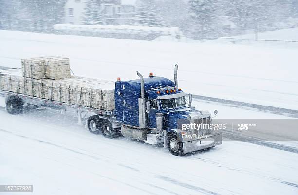 *In his truck mode, Junior Zeta Prime pays attention to the goods on the trailer, delivery by the human warehouse considering the snowy weather which can be dangerous and even slippery on the road*