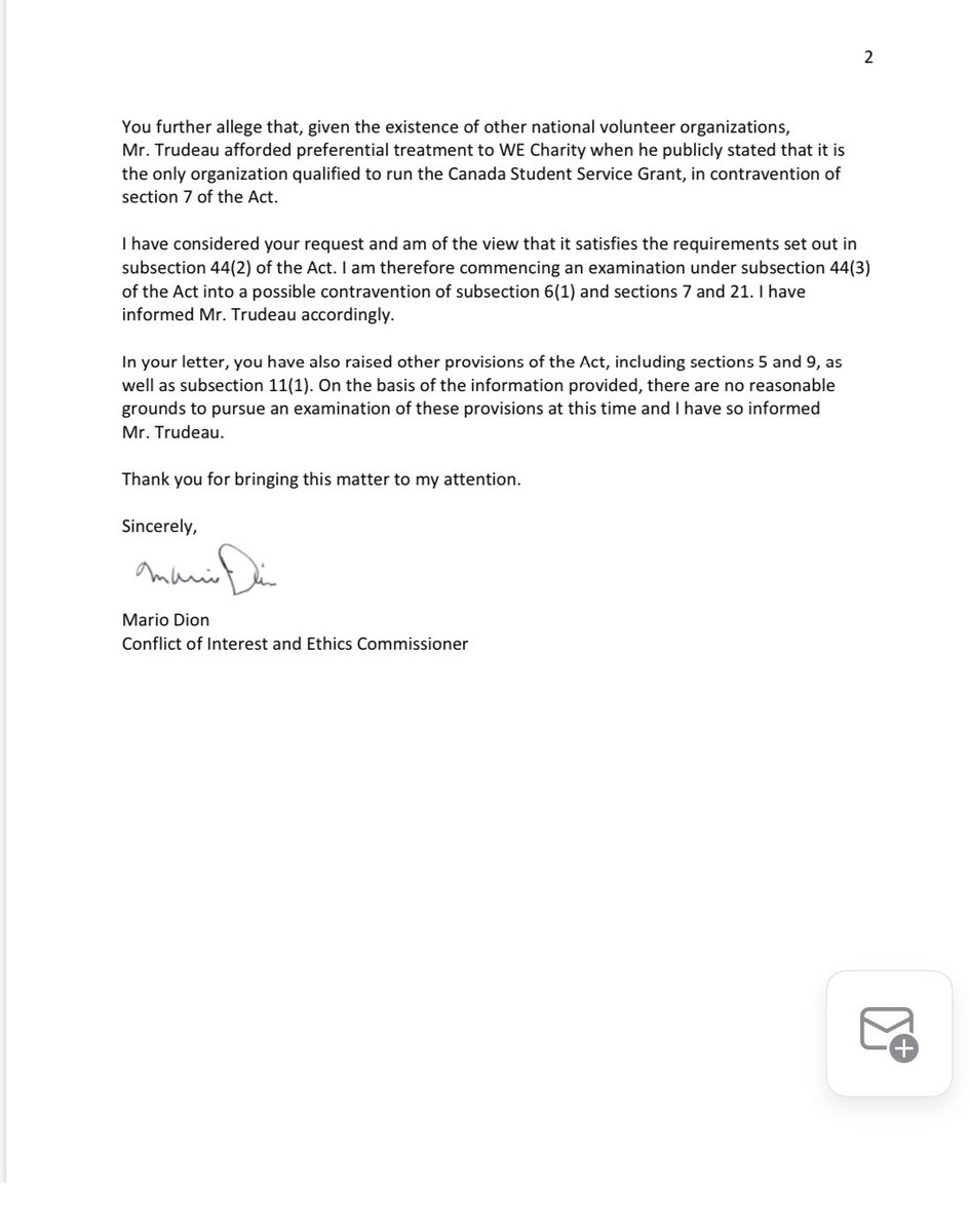 MikeBarrettON's tweet photo. BREAKING: Ethics Commissioner launches investigation into Justin Trudeau's involvement in awarding $900M contract to charity with close ties to his family and the Liberal Party. #cdnpoli https://t.co/E6IMWNm36n