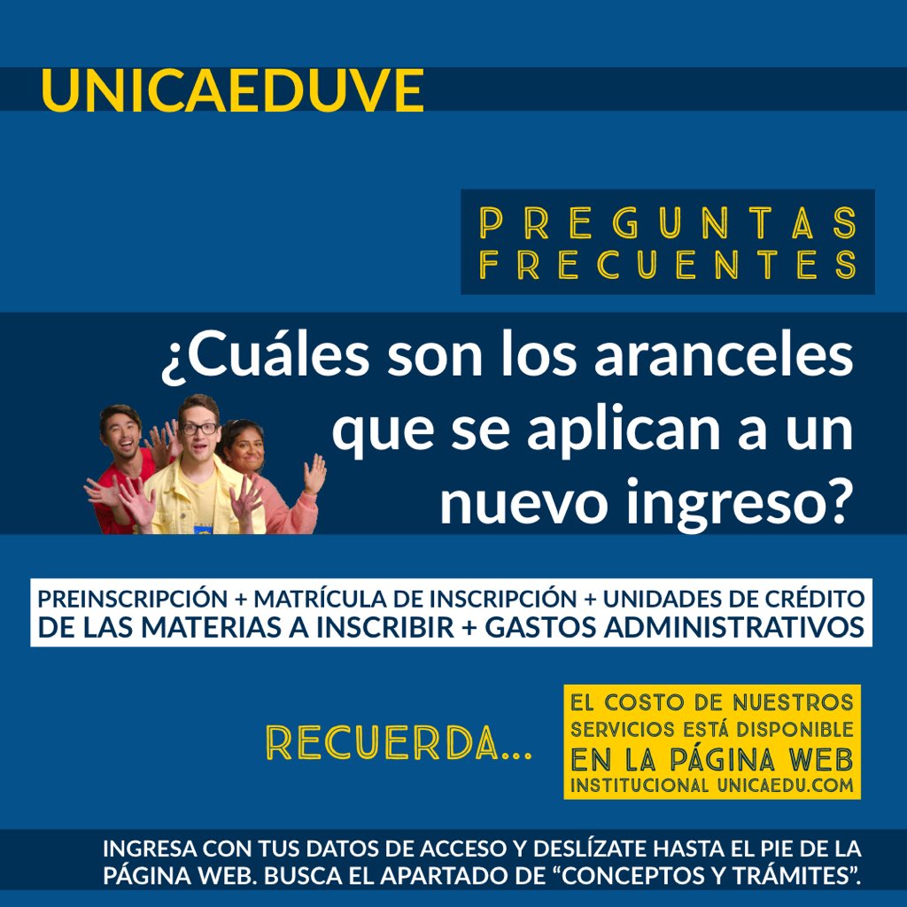 UNICAeduve's tweet photo. Estos son los requisitos para la preinscripción en #PregradoUNICA y los pasos a seguir.
Todo el proceso es 100 % en línea. ¡Desde donde estés!
👉 https://t.co/X96LnM1qjS https://t.co/1XTENe5mnJ