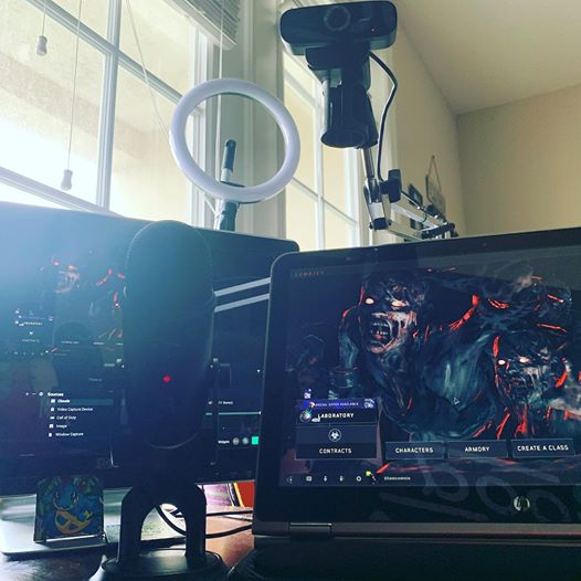 BrabhamAgent's tweet photo. A #sneakpeak at the set up and a little #teaser on what’s coming to you! Join me Live! https://t.co/WXoq2edXq7 for all the action! #streaming #comingsoon #yetimicrophones #blackops4 #girlsthatgame #pubg #graphicdesign #artwork #multiplemedia #letsgo #fasttrackfriday https://t.co/gyTSFV5dgL