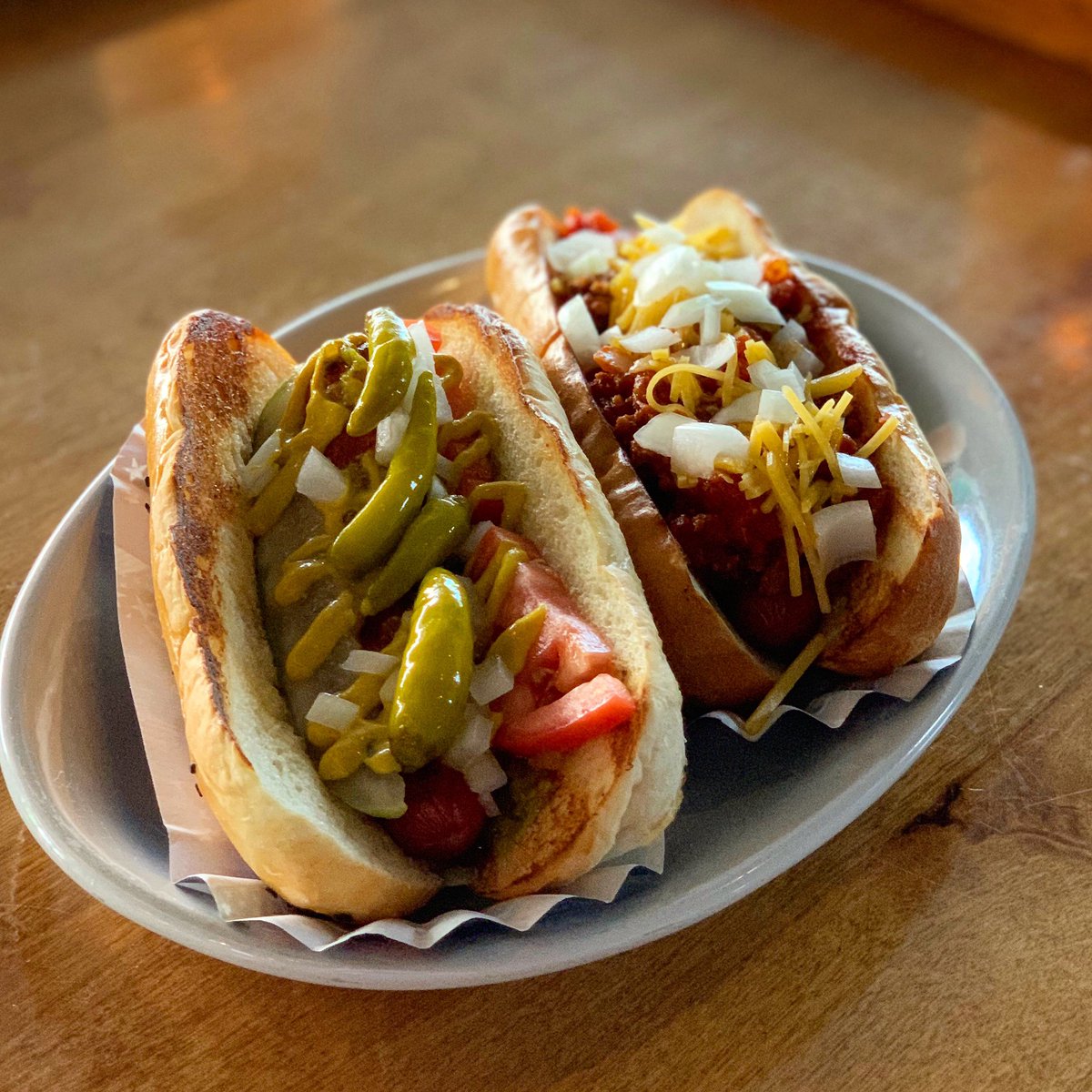 SweetGrassMem's tweet photo. Hot dog special for today! (We will he closed on July 4th) Chili dog: house made bun, beef chili, cheddar, onion
Chicago dog: house made sesame seed bun, dill pickle spear, tomato, onion, sport peppers, sweet relish, mustard.
Both are all beef hot dogs 🌭 #open901 #ilovememphis https://t.co/zeGulkrq3s