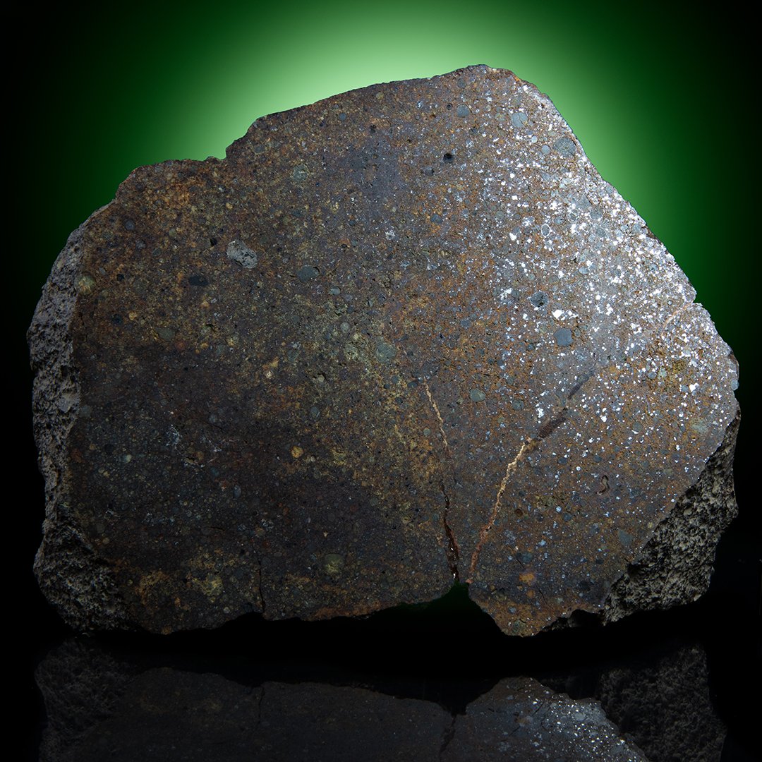 MeteoritesAZ's tweet photo. An attractive half-stone with patches of black fusion crust &amp; colorful #chondrules. Found in the Saharan Desert circa 1999, this NWA XXX piece was expertly cut &amp; polished. 

View in the RR #Auction preview [Lot 2453]: https://t.co/EEe8qyhHQ4

Bidding starts 7/9!
#meteorite #space https://t.co/RPaEUYC9jC