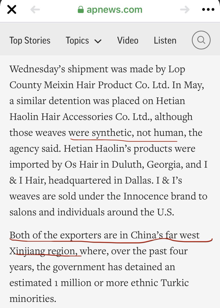 AP article mentioned another hair detention in May placed on another factory frm  #Xinjiang. Then goes on to repeat allegation 1 million  #Uyghur in concentration camp story sourced frm  @adrianzenz,  @VoCommunism researcher who also claimed Chinese migrant brought COVID19 to Italy