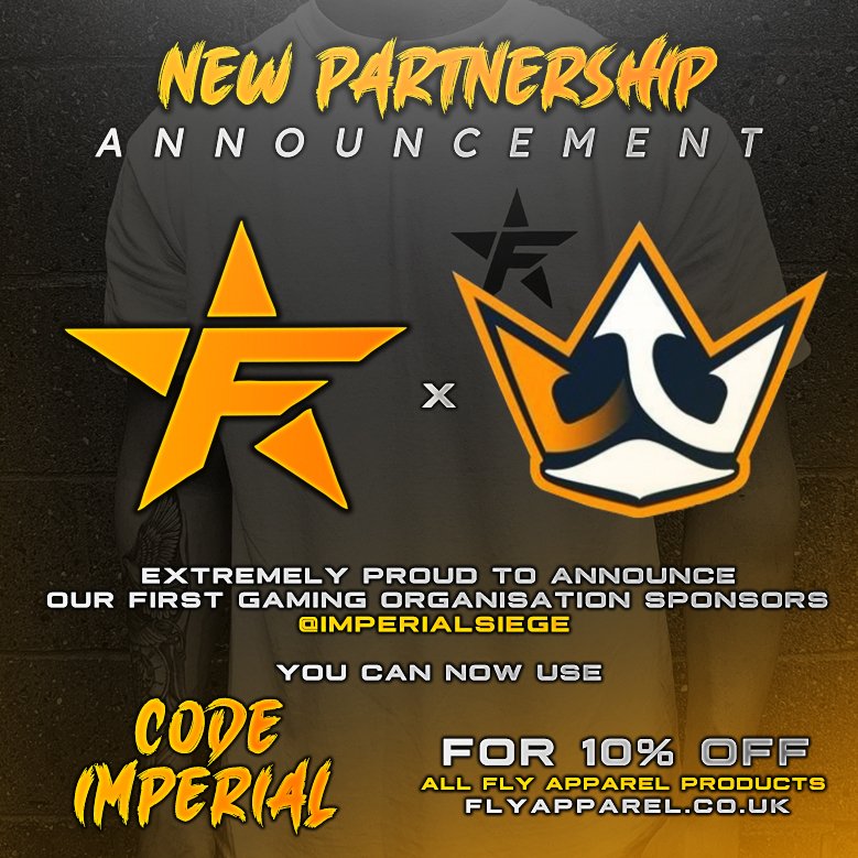 FlyApparelGG's tweet photo. 🥰EXTREMELY PROUD TO ANNOUNCE OUR LATEST GAMING ORGANISATION TO BE SPONSORED BY US!🥰

🚨USE CODE ''IMPERIAL'' NOW TO GET 10% OFF ALL FLY APPAREL CLOTHING! https://t.co/58vDwePXKf 🚨 @Imperialsiege https://t.co/sKoNagUoAU