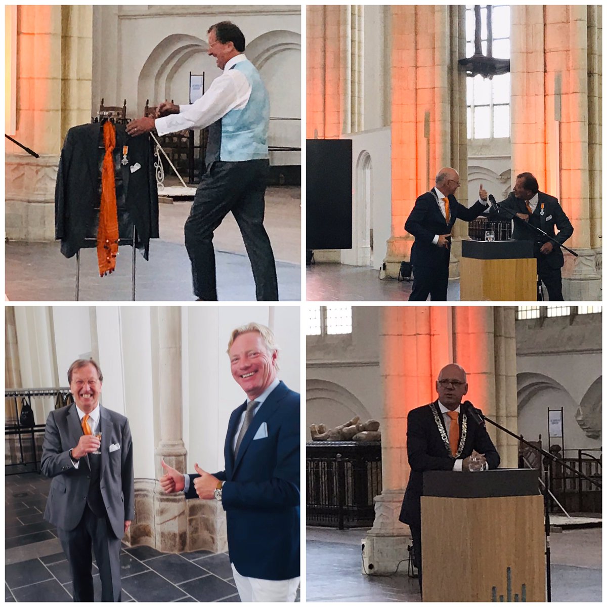 Prachtige ceremonie in <a href="/ArnhemEusebius/">Eusebiuskerk</a> waar <a href="/BartvanMeer/">Bart van Meer</a> Ridder in de Orde van Oranje-Nassau krijgt van burgemeester @carolvaneert Dik verdiend, Bart heeft zoveel gedaan voor Arnhem, maar doet dit nog steeds met hart en ziel. Een prachtig kleurrijk man 💪