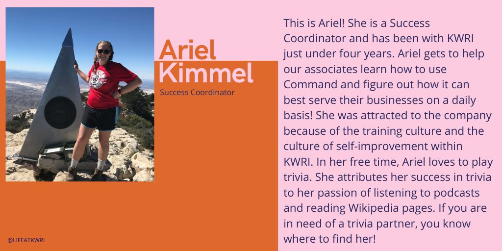 We are wrapping up this week’s takeover with Ariel Kimmel! Read more about her below 👇🏼 #lifeatkwri