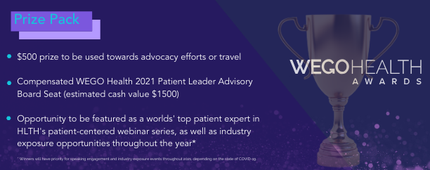 Due to the #COVID19 & our commitment to keeping our members healthy & safe, we will be transitioning all in-person #WEGOHealthAwards events to virtual. Going virtual doesn't mean the celebration stops though! Learn more about this year's prize pack: bit.ly/3h4BA58