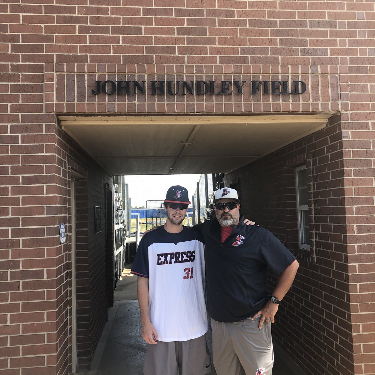 shund's tweet photo. Thanks @RolandBaza @Antlerbaseball Coach Bax @AREXPRESSNATION for letting John and Bret take some BP @ John Hundley Memorial Field. Not many people get to hit on a field named after their Grandfather (especially when it’s your same name) https://t.co/PKEoptOpYW