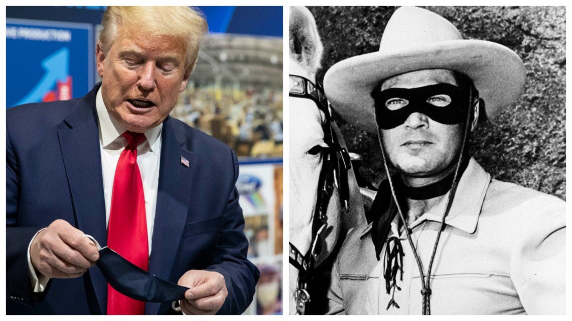 Raise your hand if you think the actor who played The Lone Ranger would likely be insulted by Trump’s ridiculous claim. #OneV1 #TrumpIsALaughingStock #Biden2020