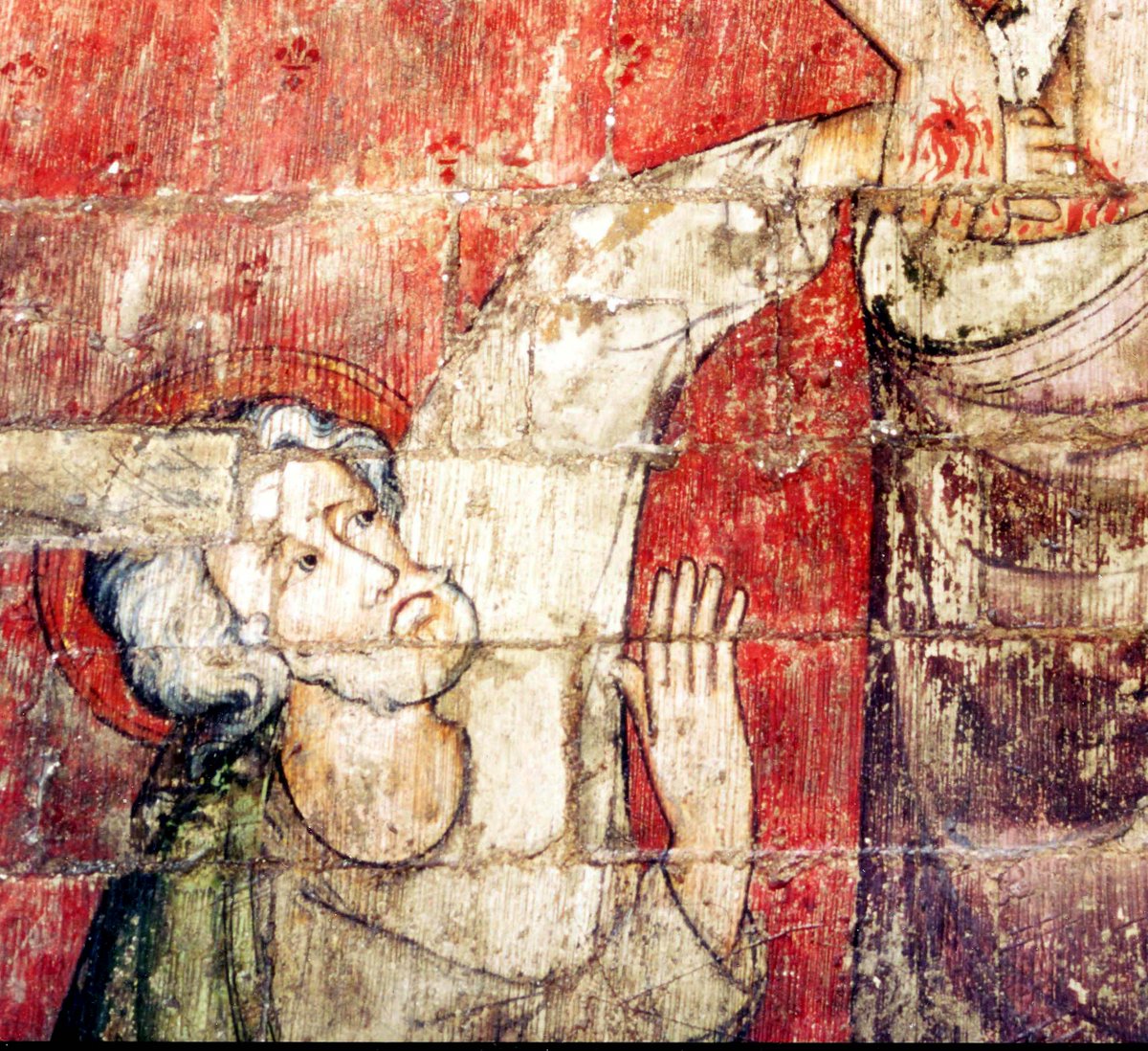 'Blessed are those who have not seen and yet have come to believe.'
John 20:29b

This figure of St Thomas with Christ is from a late 13th-century wall painting in the Abbey's south transept.