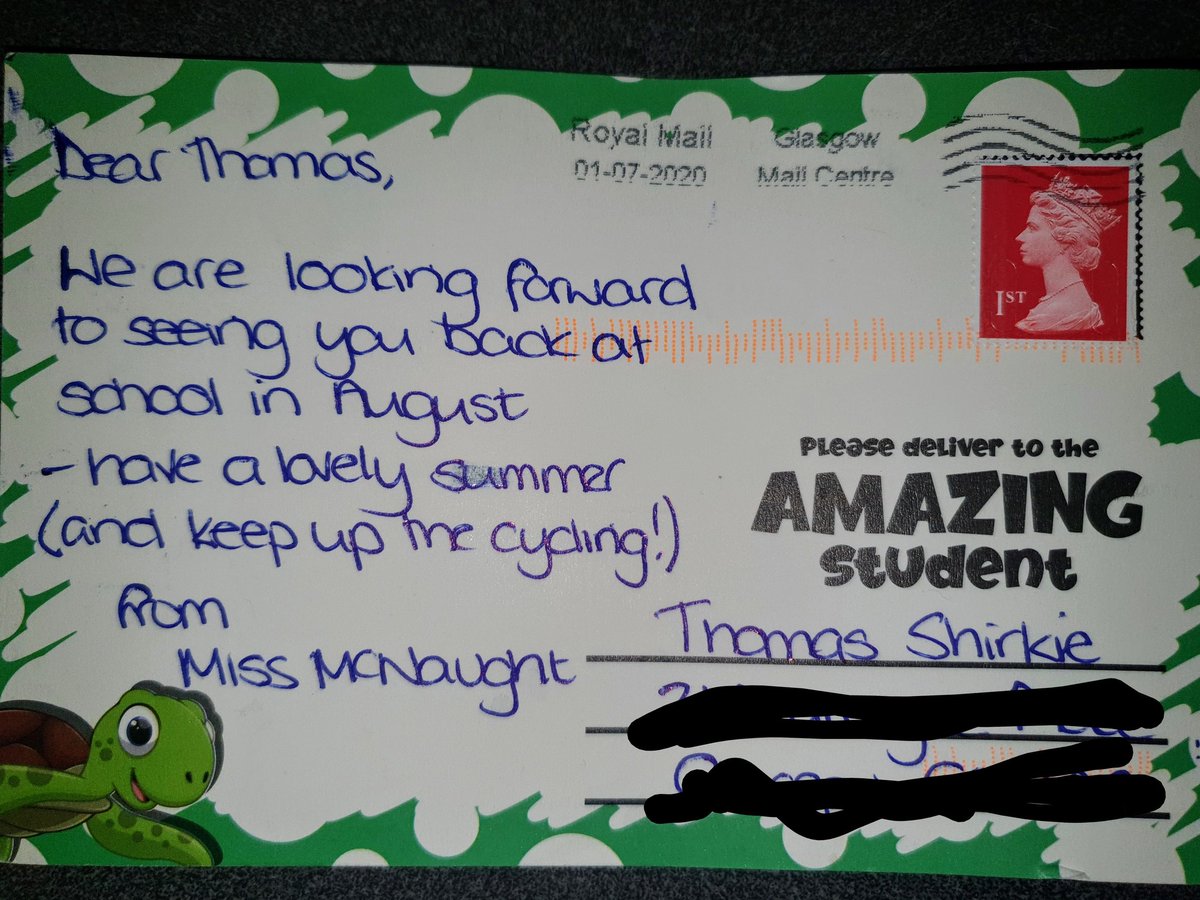 leight18's tweet image. Thank you Miss McNaught for Thomas's card, we hope you have a lovely summer to!! @GovanHighSchool