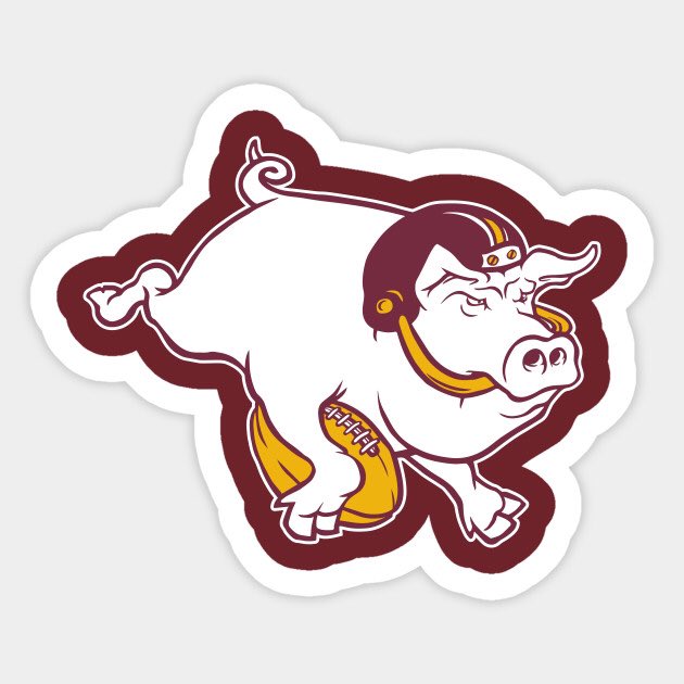TweeterTeej's tweet photo. @DCsportsXP Washington Pigskins. Still call them The Skins or Hogs, keep the colors, fight song and print materials need little adaption, and it’s all football related so nothing for anyone to be offended by. Also tons of graphic ideas to work with #HTTP https://t.co/B2z1XXM4MF