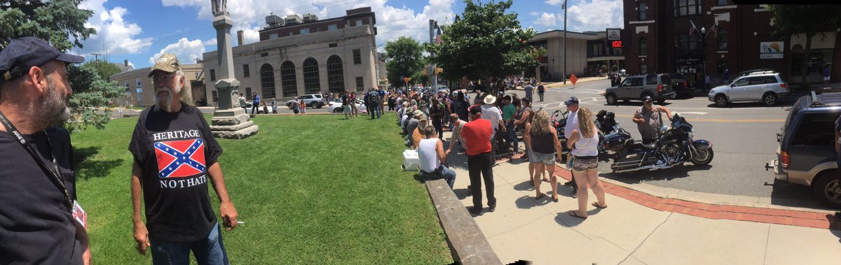 The scene here in downtown Marion, Va, at the counterprotest ahead of the Black Lives Matter/LGBTQ+ rally scheduled for later this afternoon