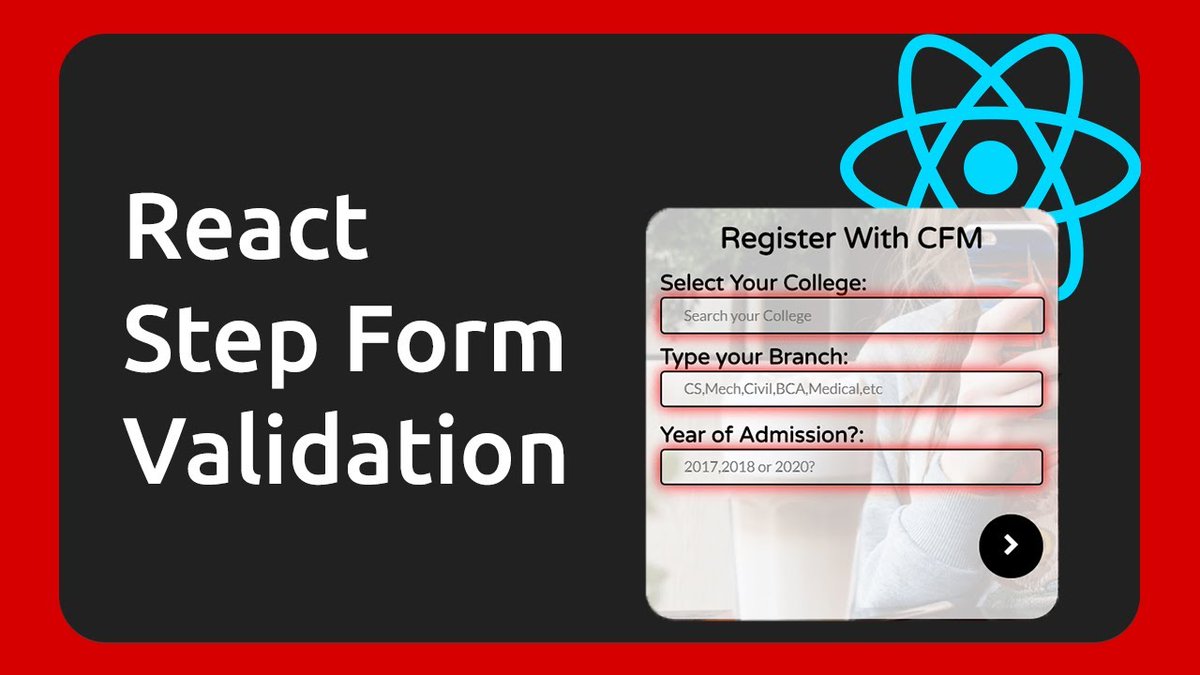 MeRahulAhire's tweet photo. A long and in-depth 52 min video on how to do form validation in your react project.
👉🏻👉🏻 https://t.co/zQrgaWSFyh

#react #mern #mernstack #javascript #api #CSS #coders #productdevelopment #reactapp #reactjs #reactform #formvalidation #cfm #CSS3 #html #HTML5 https://t.co/zteZaOxhmi