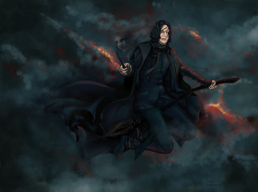 “[...] And Severus, if you are forced to take part in the chase, be sure to act your part convincingly. I am counting upon you to remain in Lord Voldemort’s good books as long as possible, or Hogwarts will be left to the mercy of the Carrows.” {DH ch. 33}