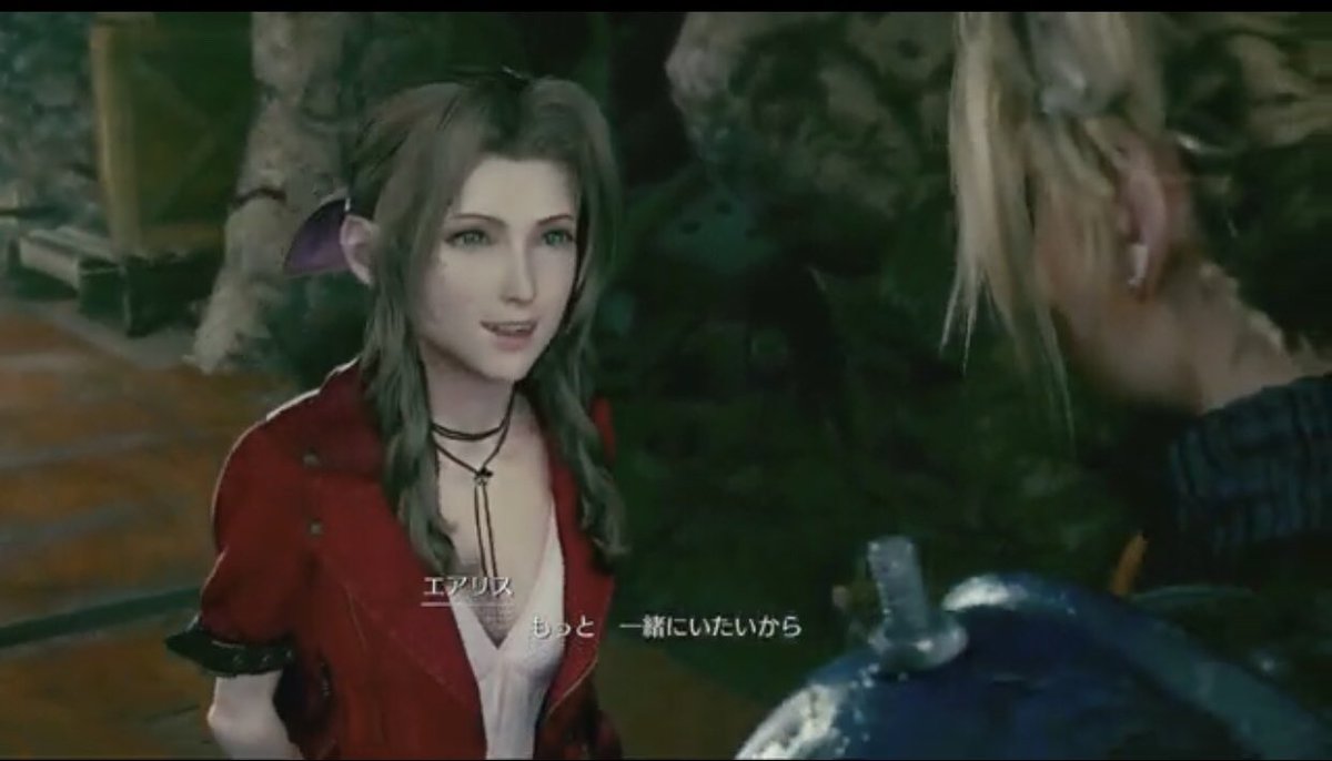 I just realized that maybe the reason Cloud shed a tear here was due to the similar words Aerith said to both Cloud and Zack >> “motto issho ni itai” (translated to “I want to spend more time with you” in CC).