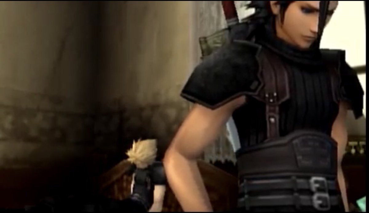 I just realized that maybe the reason Cloud shed a tear here was due to the similar words Aerith said to both Cloud and Zack >> “motto issho ni itai” (translated to “I want to spend more time with you” in CC).