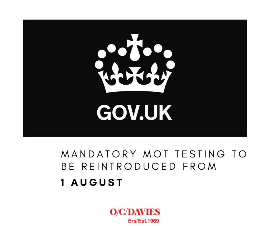 #MOT extensions will end in July. Mandatory MOT testing to be reintroduced from 1st of August