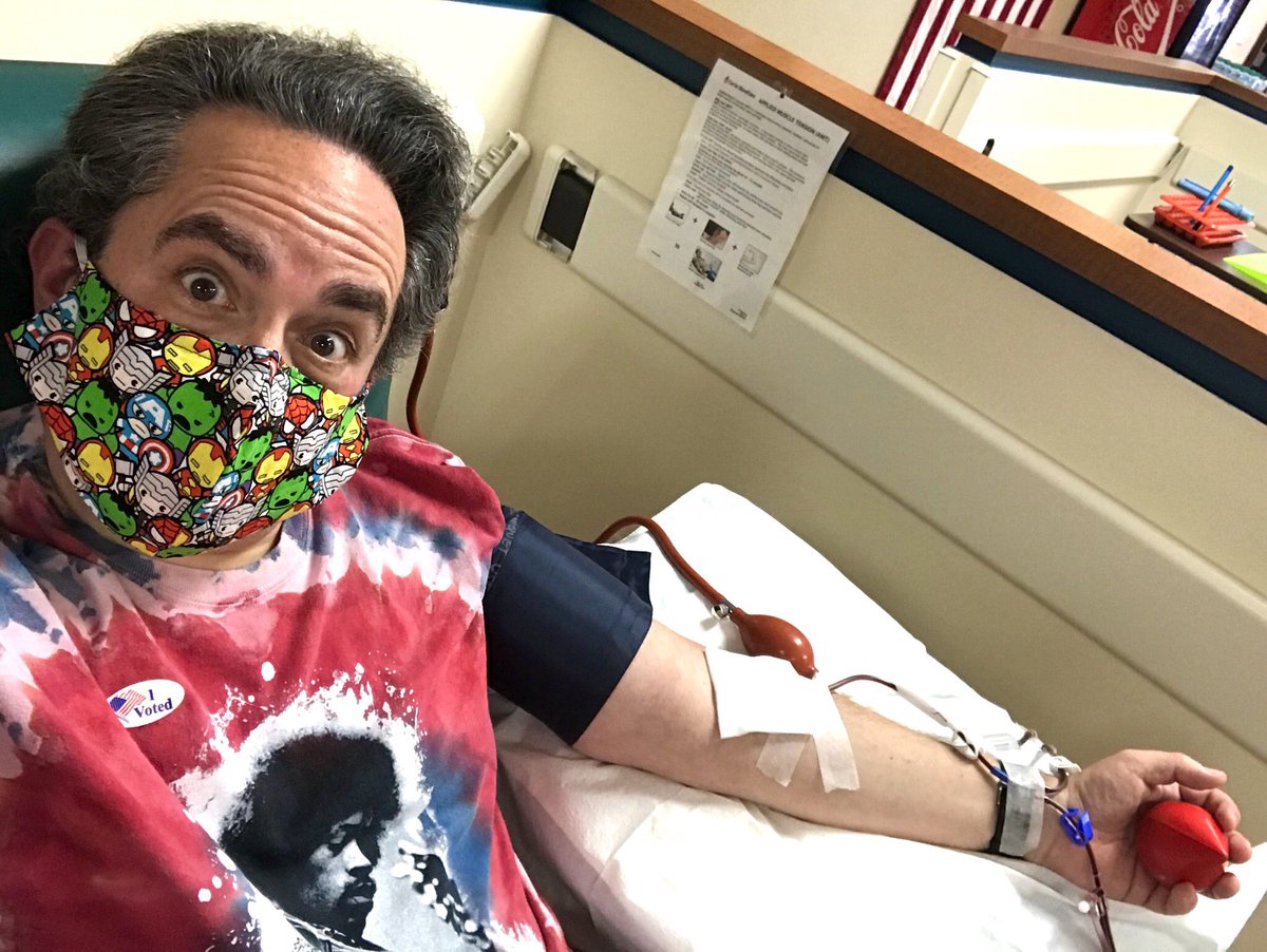 DeathFox99's tweet photo. Celebrating #4thOfJuly a day early in my #RedWhiteAndBlue @JimiHendrix shirt & new @Marvel #COVID19 #QuarantineMask (from @juliekoenig21) during today’s @CarterBloodCare #PlateletDonation.
#GiveForLife #CarterBloodCare #Platelets #PlateletDonor #GiveBlood #JimiHendrix #Marvel https://t.co/DdsTEgRVvj