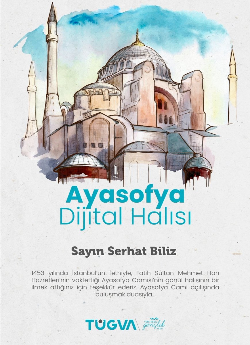 Hasretimiz bitecek inşallah 
#İlmekİlmekAyasofya
#AyasofyaCami
#AyasofyaCamidir
#Ayasofyadijitalhalısı
#ilmekilmekAyasofya