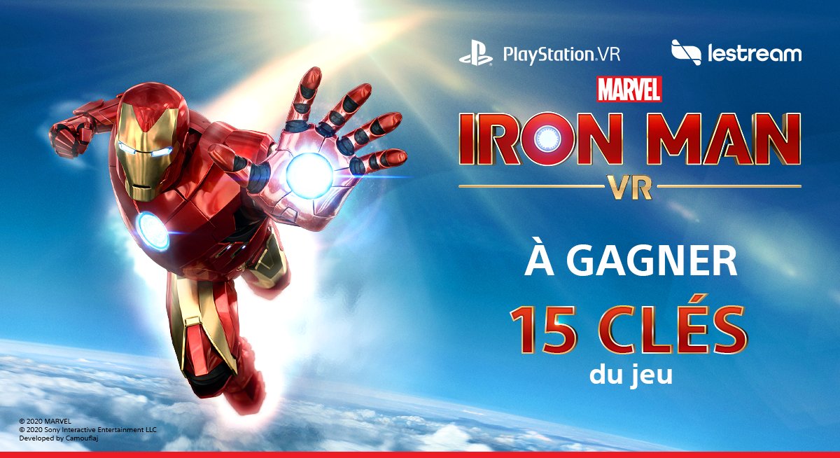 lestreamFR's tweet photo. 🎁 #Concours 

Tente de remporter une clé du jeu Iron Man #PlaystationVR ! Pour cela RT + FOLLOW @lestreamfr (15 clés à remporter) 

TAS 10/07 https://t.co/z88HYFXGZC