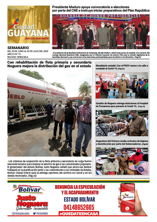 PrensaGoBol_'s tweet photo. #3Julio | Descarga e infórmate a través de nuestro semanario Ciudad Guayana, dónde se resalta la gestión @GobJustoNoguera https://t.co/2dC2w0T8RK
