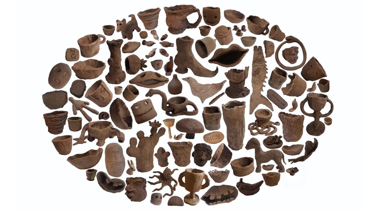 COVID CLAY CLUB ran for 12 weeks in a Bermondsey backstreet. Free clay and firing for locals in lockdown. 52+ people took part.128+ masterpieces were made.180kg of clay was used. alisoncooke.co.uk/Covid-Clay-Club #covidclayclub Using clay from the future super sewer from <a href="/TidewayLondon/">Tideway</a>