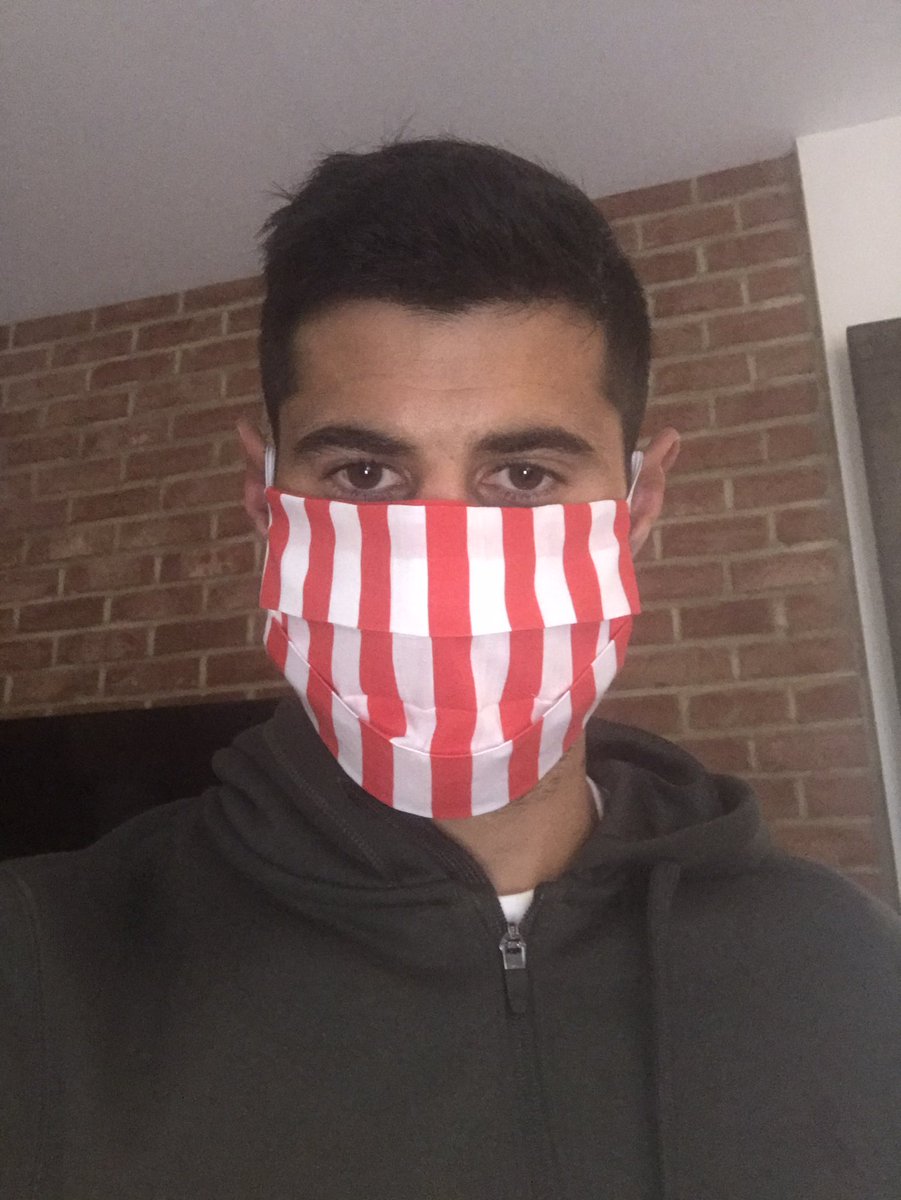 ChrisOPhysio's tweet photo. My sister whipped me up a little face mask today #COVIDー19 https://t.co/giO0a8FgTZ