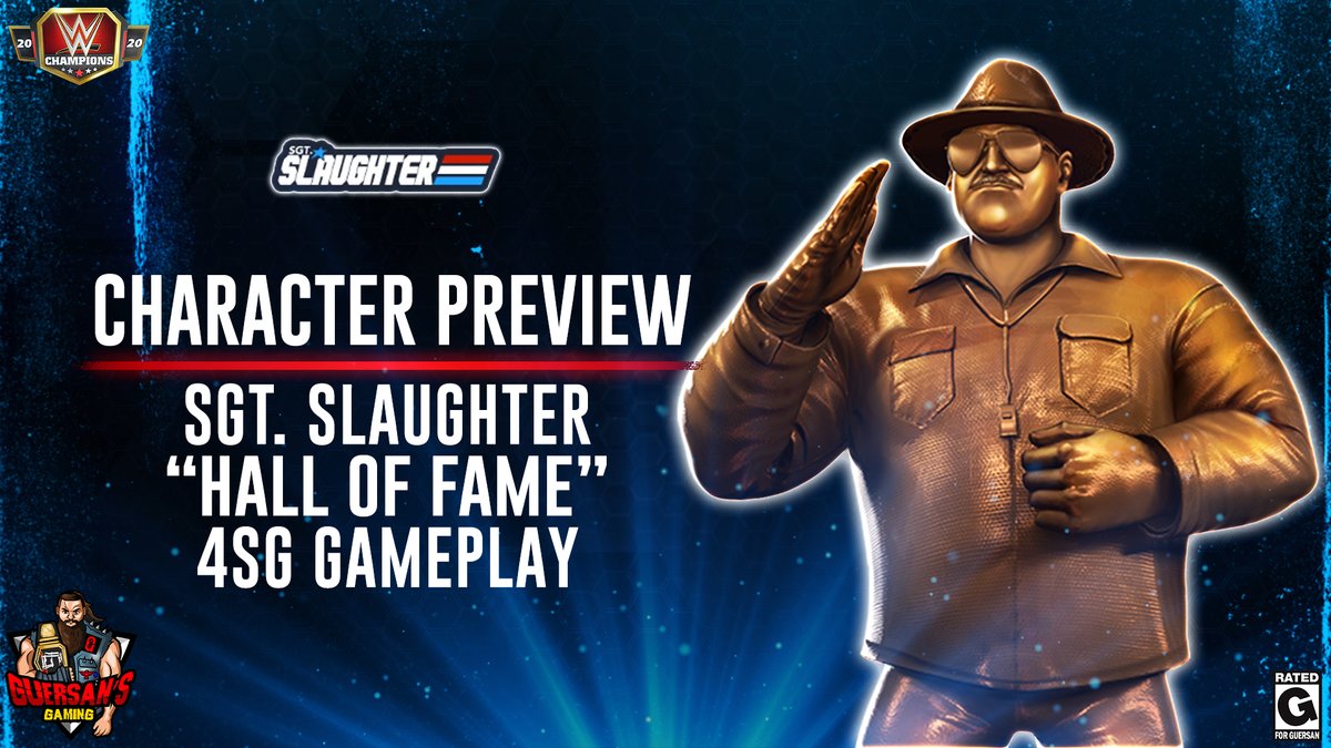 GuersansGaming's tweet photo. If you missed it yesterday here it is again: Character Preview: Sgt. Slaughter "Hall of Fame" 4SG Gameplay @WWEChampions #WWEChampions #WWE @WWE @_SgtSlaughter @scopely #CharacterPreview https://t.co/SWZMAfUi1K https://t.co/7MGTf9Wkzz