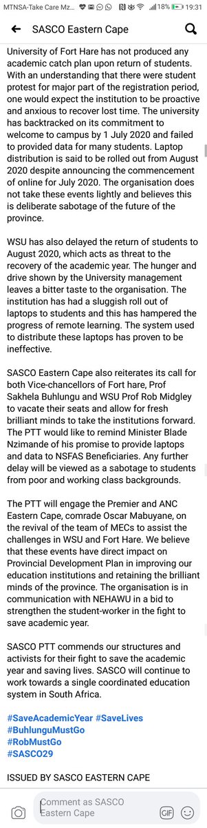 SASCO_EC's tweet photo. #SaveAcademicYear #SaveLives
#BuhlunguMustGo
#RobMustGo
#SASCO29 https://t.co/ALf1PEECLV