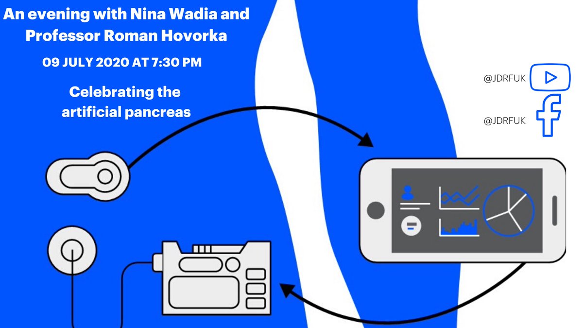 We’re thrilled to invite you to a JDRF Facebook &amp; YouTube Live virtual event on Thursday 9 July, 19.30 (BST) celebrating the world’s first artificial pancreas app! 
Learn about this breakthrough type 1 diabetes treatment that transforms lives. Read more: jdrf.org.uk/event/an-eveni…