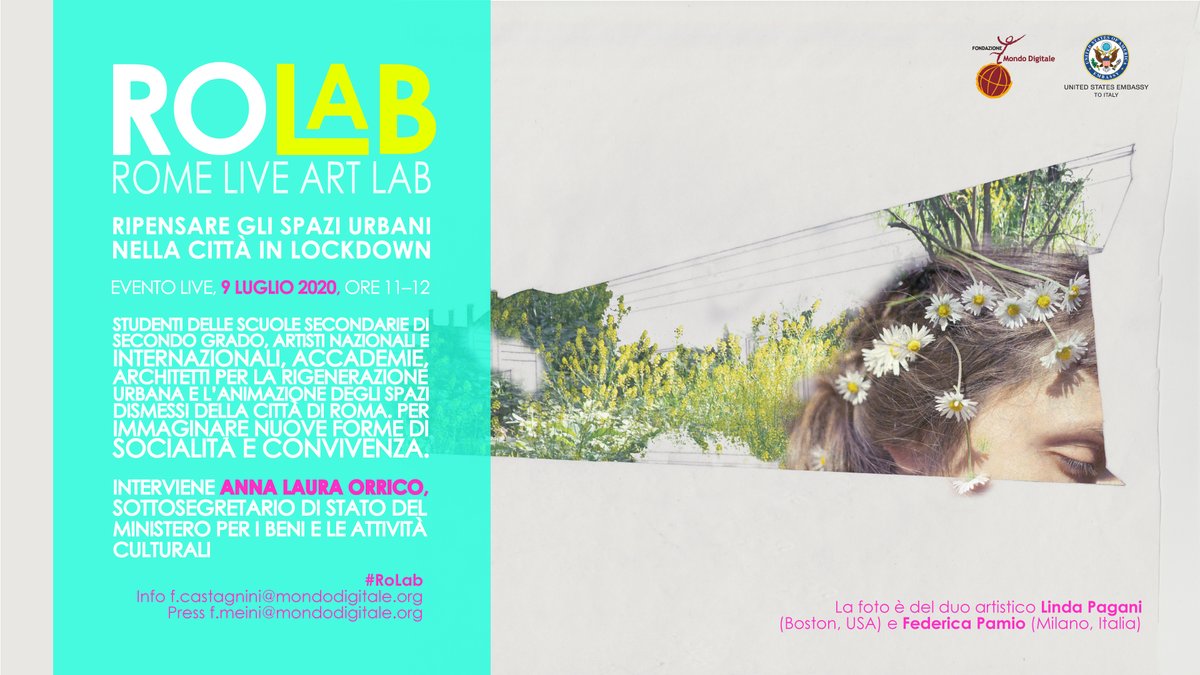 fmdigitale's tweet photo. Il 9 luglio ore 11 premiamo le scuole vincitrici di #RoLab in collaborazione con @AmbasciataUSA Un progetto per ripensare gli spazi urbani della città di #Roma e immaginare nuove forme di socialità e aggregazione. Registrati su https://t.co/KP7F1qcSox https://t.co/CLtrB30pcO