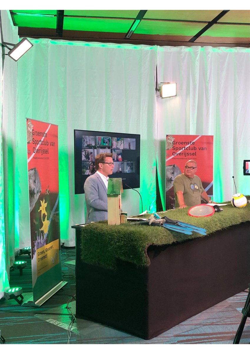 renedevent's tweet photo. bij digitale verkiezing Groenste Sportclub van #Overijssel als voorzitter deskundigenpanel met @ferencvandamme,gedeputeerde @GertHarmtB voor de uitslag van de publieksjury; gefeliciteerd DLTC Gerner met 1e plaats, 2e Goorse Mixed Hockey Club,3e @HHCHardenberg!  @SportserviceOV https://t.co/lOyCZuBXRH