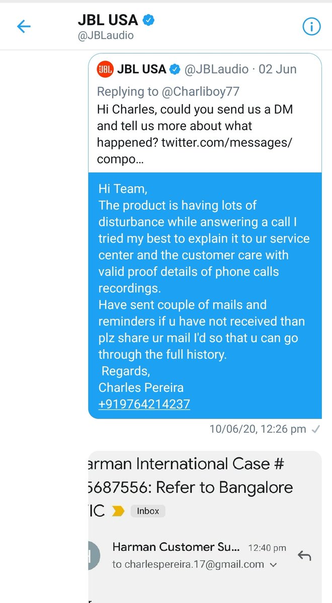 customer care number of jbl