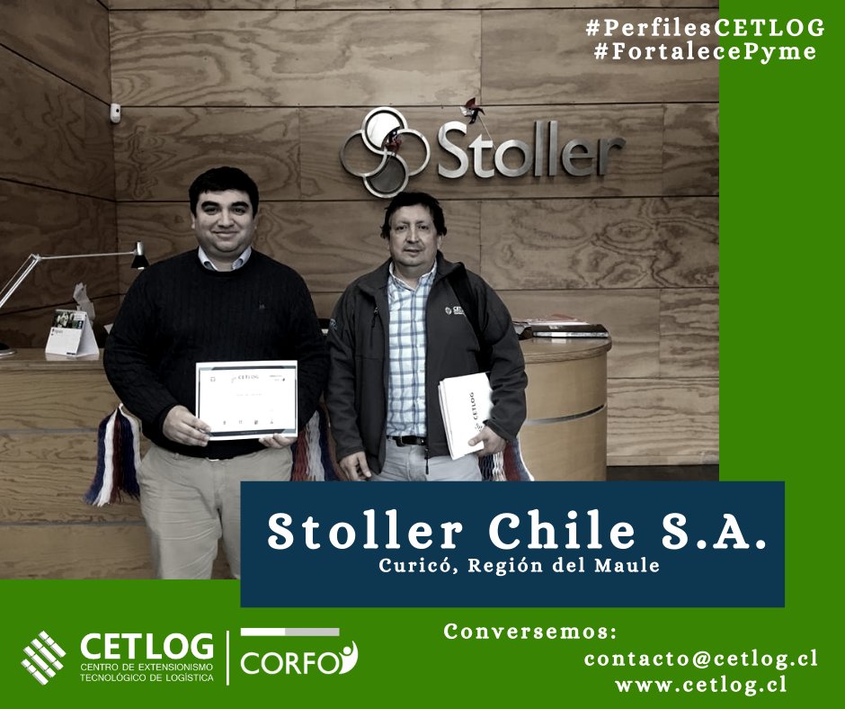CETLOGChile's tweet photo. #PerfilesCETLOG Saludamos y agradecemos a Stoller Chile S.A. de la Región del #Maule por aceptar el desafío y avanzar en la #digitalización de sus procesos a través de #CETLOG @Corfo @CorfoMaule @ingUtalca #somosLogistica #FortalecePyme https://t.co/kMCY6bSNzO