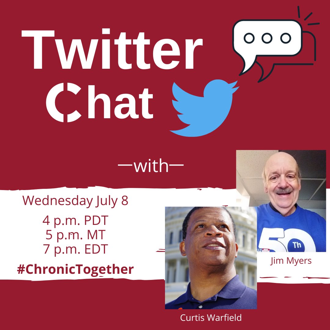 chwcbak's tweet photo. Advocating for #chronicdisese!
@chwcbak looking forward to next Wednesday at 7pm EDT, with my friend Jim Myers @kidneystories for a #twitterchat as we share some very powerful life lessons to share - @ChronicRights Join us: #ChronicTogether https://t.co/tVwM5SQQTC https://t.co/Z6rVgndklV