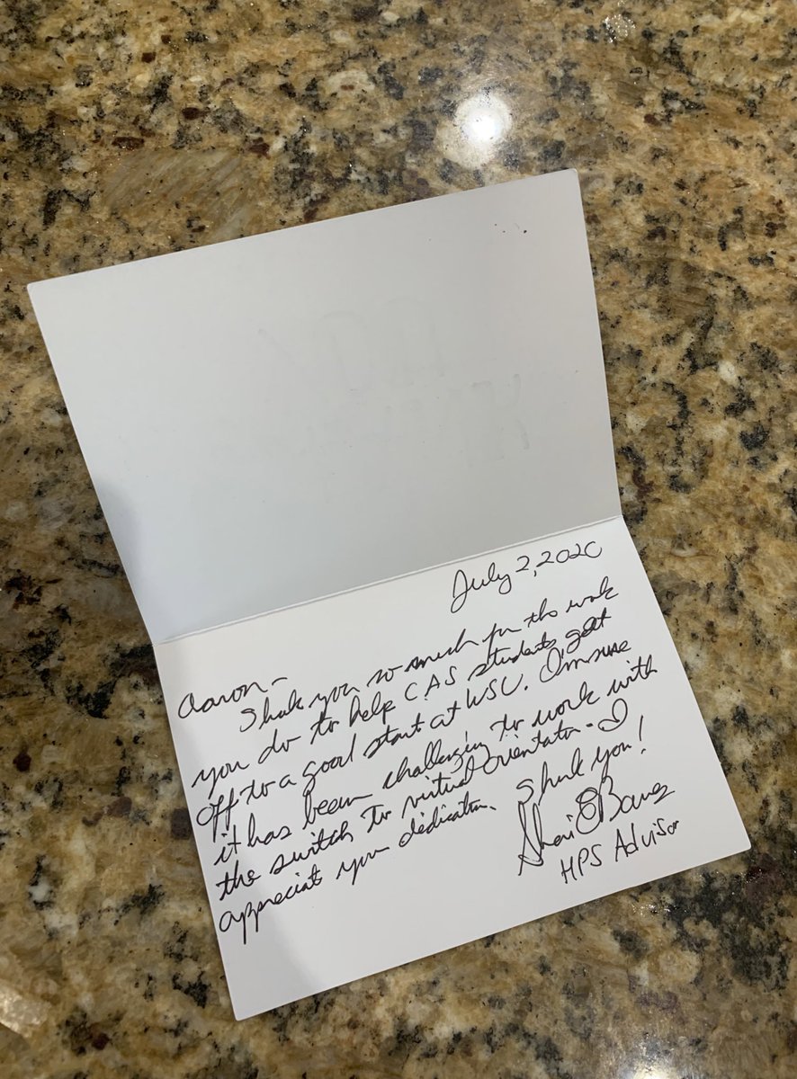 TMAaronM's tweet photo. Reason 3,673,693 why @WichitaStateCAS is the BEST!  

One of the HPS advisors, Sheri, sent a thank you card thanking the TMs for our work. Day = made!  

thank you, Sheri! #newshocks20 https://t.co/4ja487CpqG