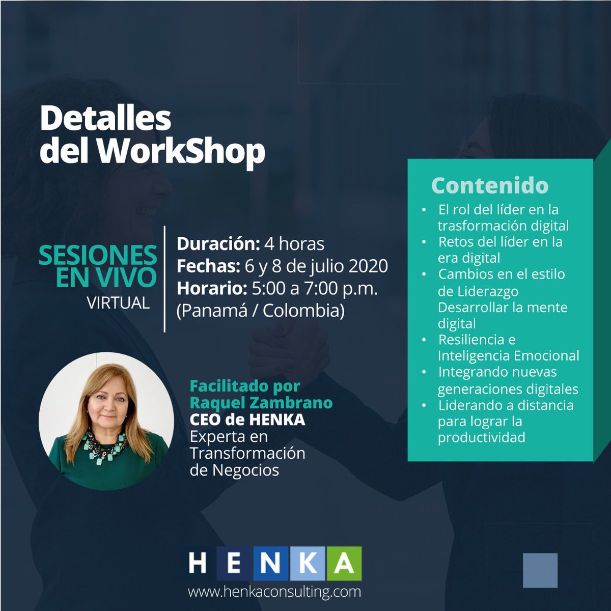 HenkaConsulting's tweet photo. Participa en nuestro #Giveaway por un cupo para el WorkShop virtual: #LiderazgoDigital y Movilización. Ingresa al post en Instagram https://t.co/h63iEiQ13D https://t.co/1s21dVg4PJ