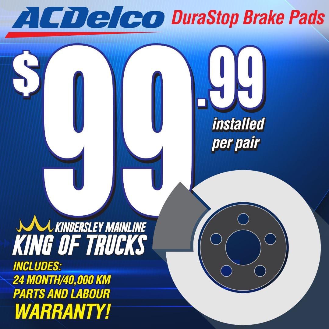 Only at #KindersleyKingOfTrucks, $99.95 installed per pair including 24 month/40,000 km parts &amp; labour warranty! Call 1 (306) 463-2653 or visit kindersleymainline.net to book your appointment today! #experiencethedifference