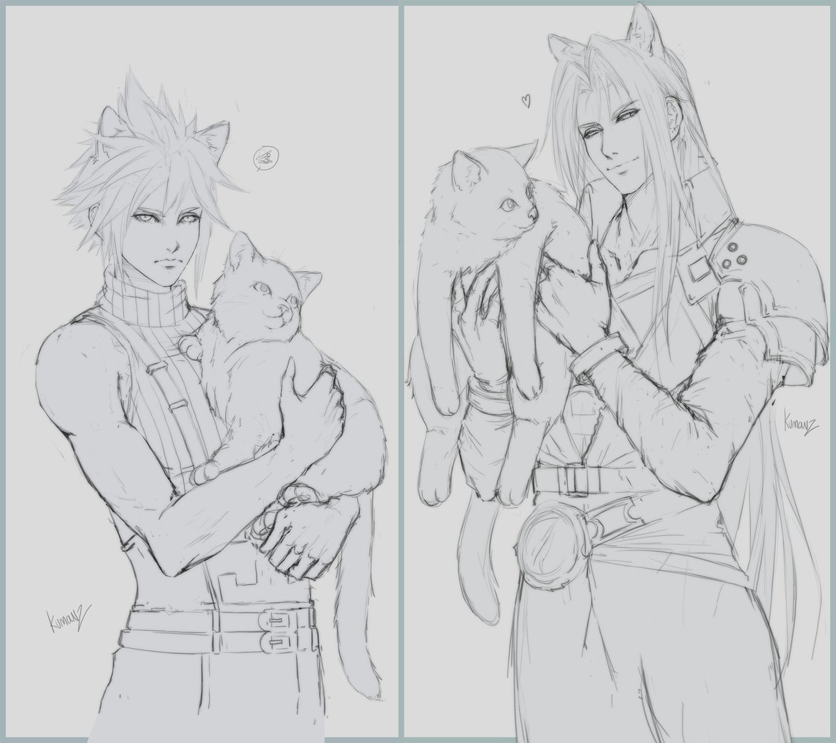 Cloud + Sephiroth + Cats . Solution to my artblock the other day 
•
#sketch #FinalFantasyVIIRemake #rkgk 