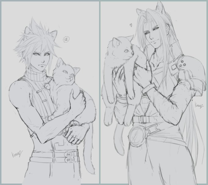Cloud + Sephiroth + Cats . Solution to my artblock the other day 
•
#sketch #FinalFantasyVIIRemake #rkgk 