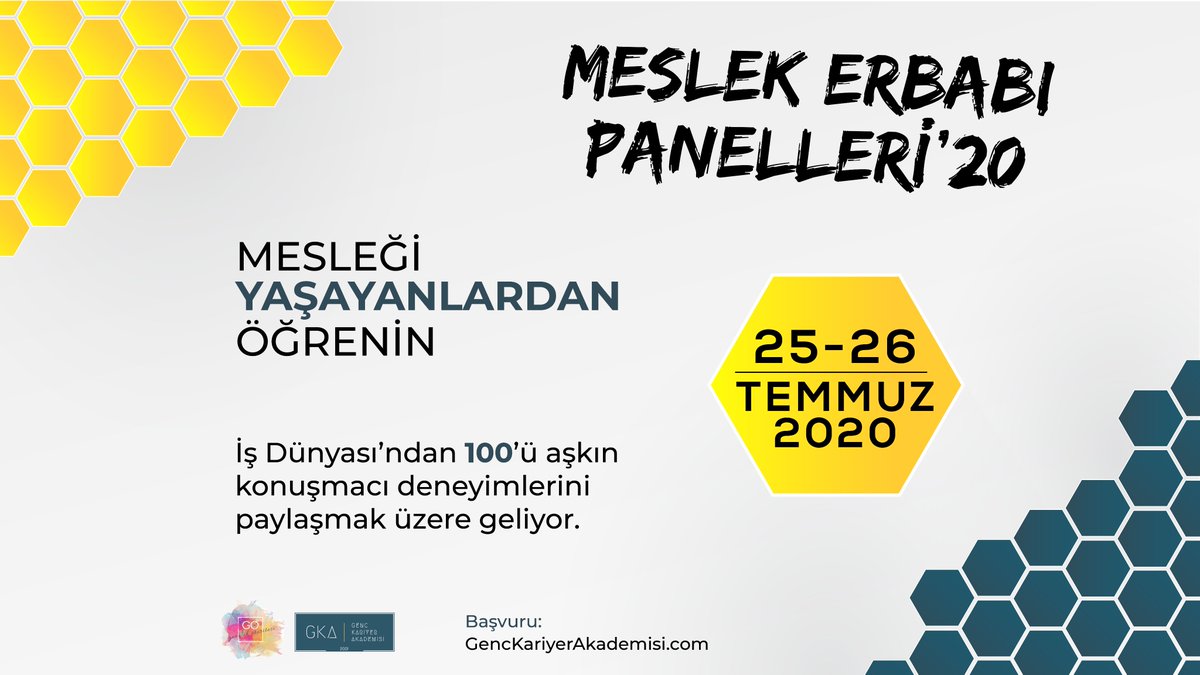 GencKariyerAkd's tweet photo. Meslek Erbabı Panelleri 25-26 Temmuz'da tekrar sizlerle! #MEP20 https://t.co/gskI1o83Xi