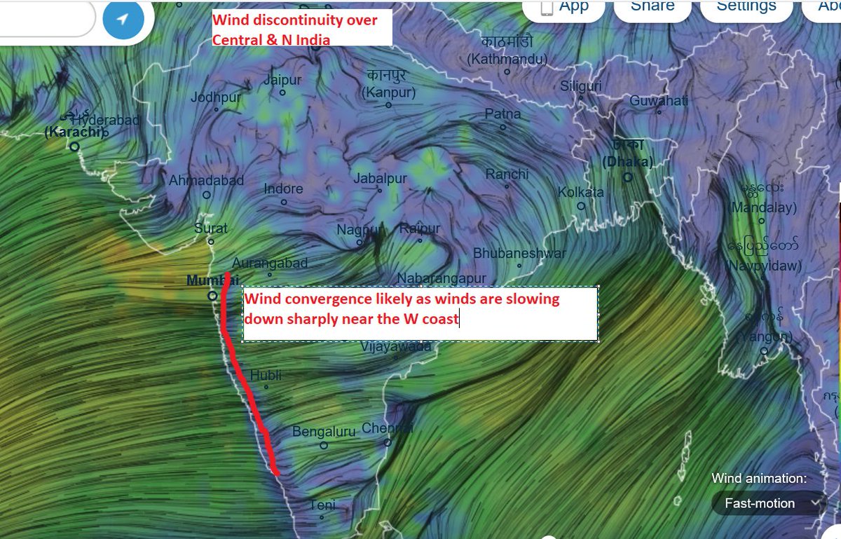 Rajani_Weather's tweet photo. 4-Jul #WeatherFeatures
1) Offshore troughs
2) Sharp wind discontinuity over W coast
3) Upper air cyclonic circulation over #Telangana coastal #AndhraPradesh
4) +ve vorticity over Gujarat coast https://t.co/9ifdATpIYN
