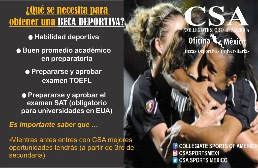 csasportsmex's tweet photo. 📢 Requisitos para conseguir una beca deportiva en EUA! 📢 

#csasports #college #becasdeportivasenusa #experiencia #csamexico #deporte https://t.co/Vj4Mz8iDac