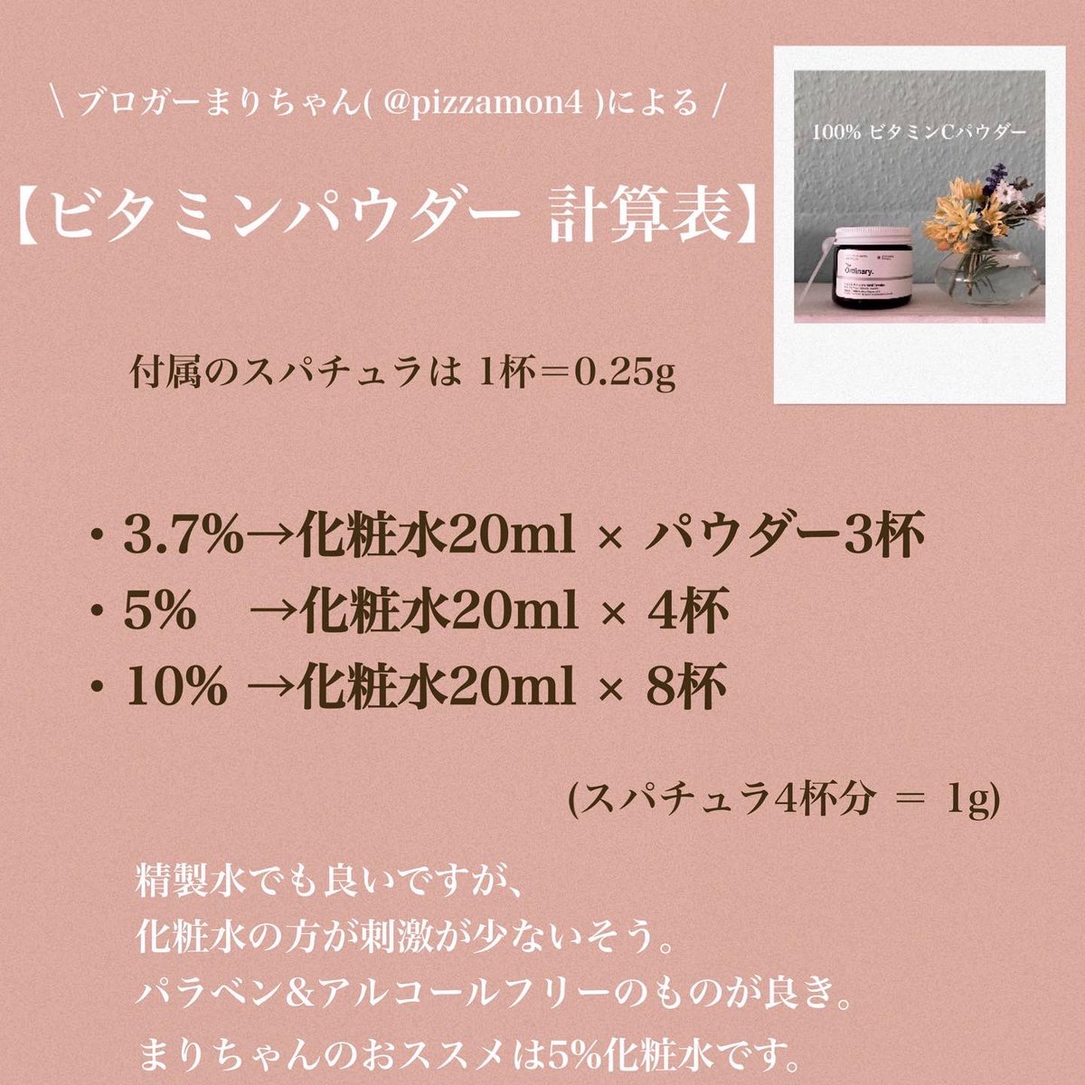 コスメ ドイツ オペラさん ビタミンc 100 パウダーのレポです ピュアビタミンcなので 即効性を感じられ イオン導入にもピッタリ 肌の強い私は目分量で使っちゃうけど 弱い方は気をつけてね これ オーディナリーでは唯一のパウダー型で 蓋の所